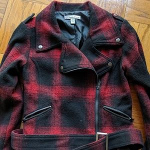 Red and black plaid coat
